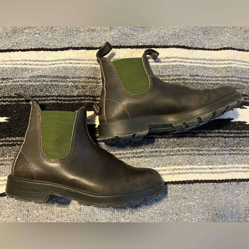 Blundstone Original 500 Chelsea Boots Stout Brown & Olive Green M 8.5 W 10